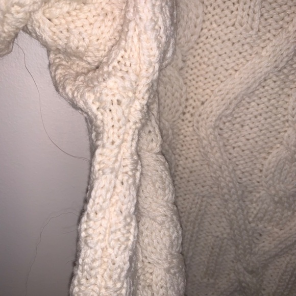 Aran Sweater Market Cream Cable Knit 100% Merino Wool Sweater M - Picture 8 of 13